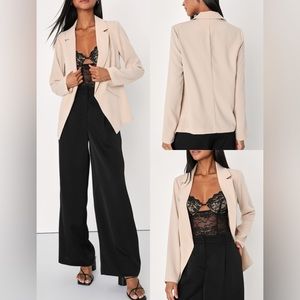 Lulus - “In-Charge Aura” Beige Angled Hem Blazer - Size XS